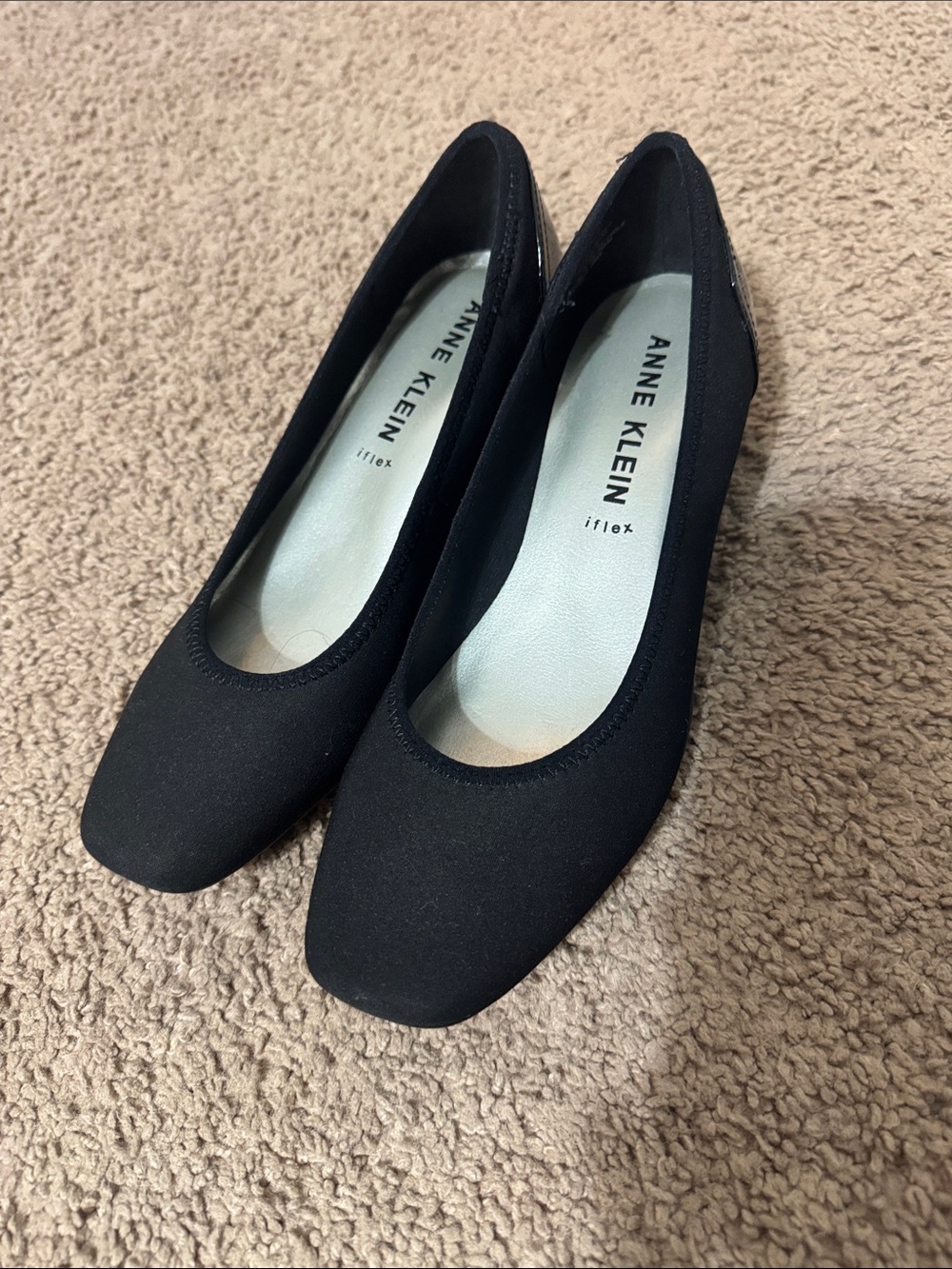 Anne Klein Black iFlex Rounded Toe Low Heel Pumps